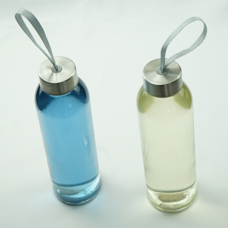 500ml machine made soda lime glass juice / water bottle with metal cap