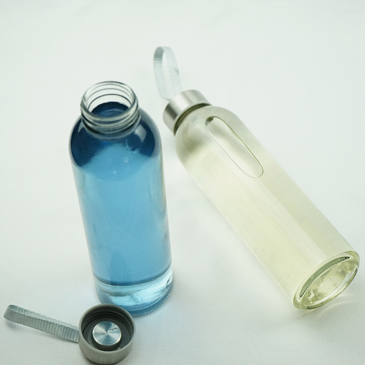 500ml machine made soda lime glass juice / water bottle with metal cap