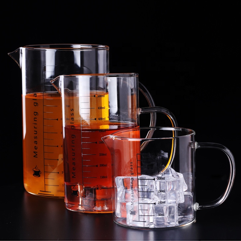 500ml mouth blow hand made borosilicate glass heat resistant measuring cup