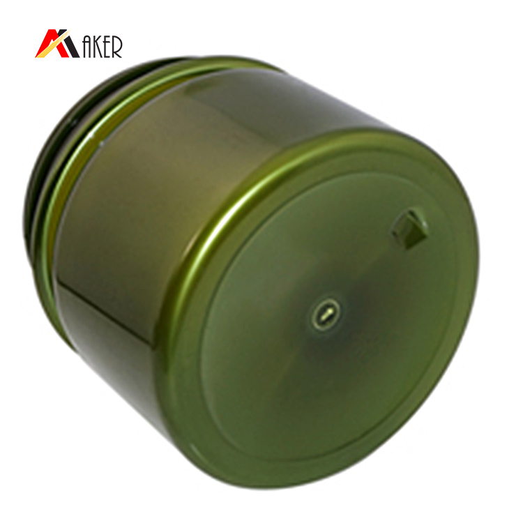 500ml solid green color wide mouth PET plastic cosmetic jar with aluminium screw cap