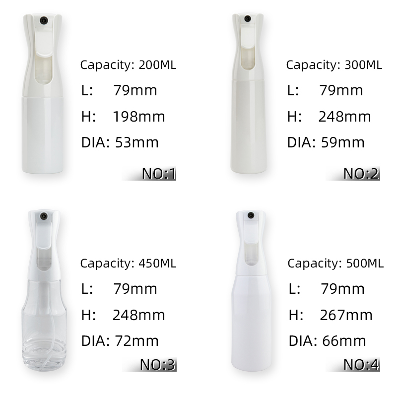 500ml spray bottle chemical Transparent Continuous Hair Spray Bottle Reusable Sprayer Bottle