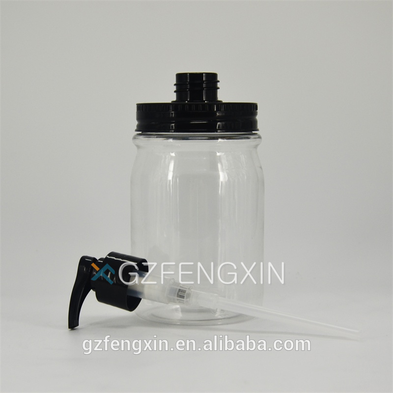 500ml transparent plastic jar with aluminum cap/luxury empty bottle for conditioner