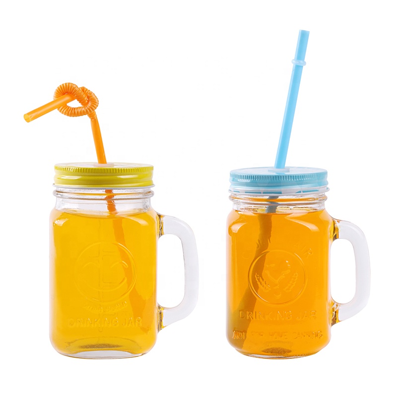 500ml wholesale 16oz glass mason jars with straw lid jars glass mason