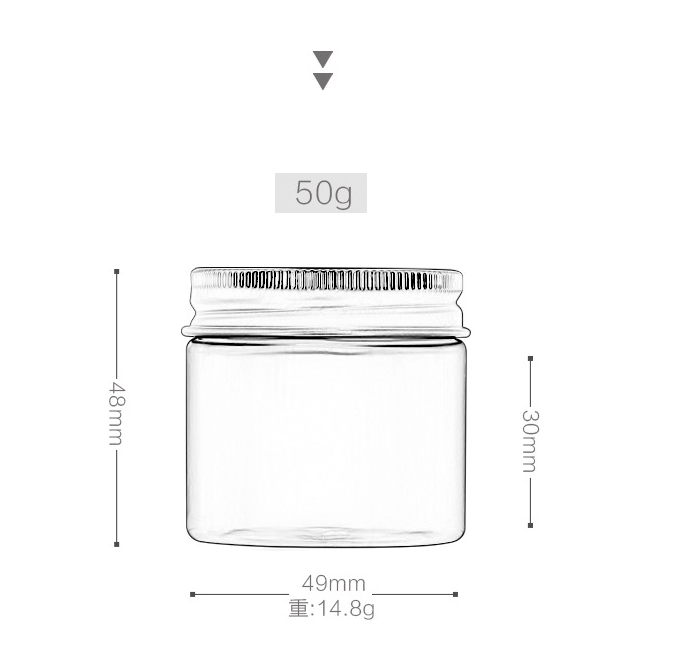 50G 80G PET cream jar plastic travel jar travel can blue cream jar with aluminum cap