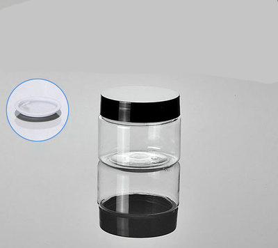 50G transparent PET cream bottle with black lid,50g empty plastic clear cosmetic container,PET 50 G cream jar wholesale