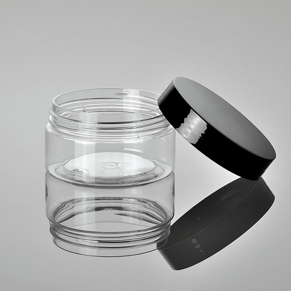 50G transparent PET cream bottle with black lid,50g empty plastic clear cosmetic container,PET 50 G cream jar wholesale