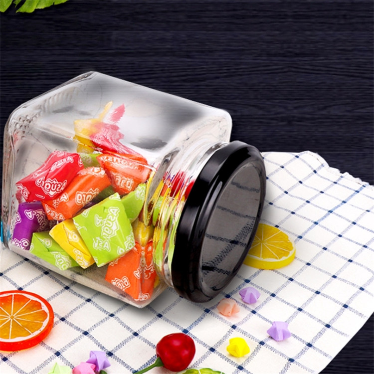 50ML 100ML 280ml 500ml Square Honey Pickles Storage Glass Jar with Metal lid