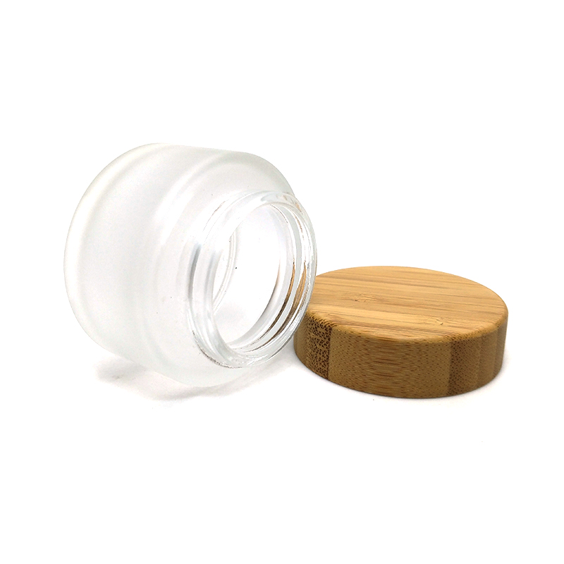 50ML 100ML Glass Jar Cosmetics Packaging Bamboo Lid Face Cream Container Glass Cream Jar with Bamboo Cap