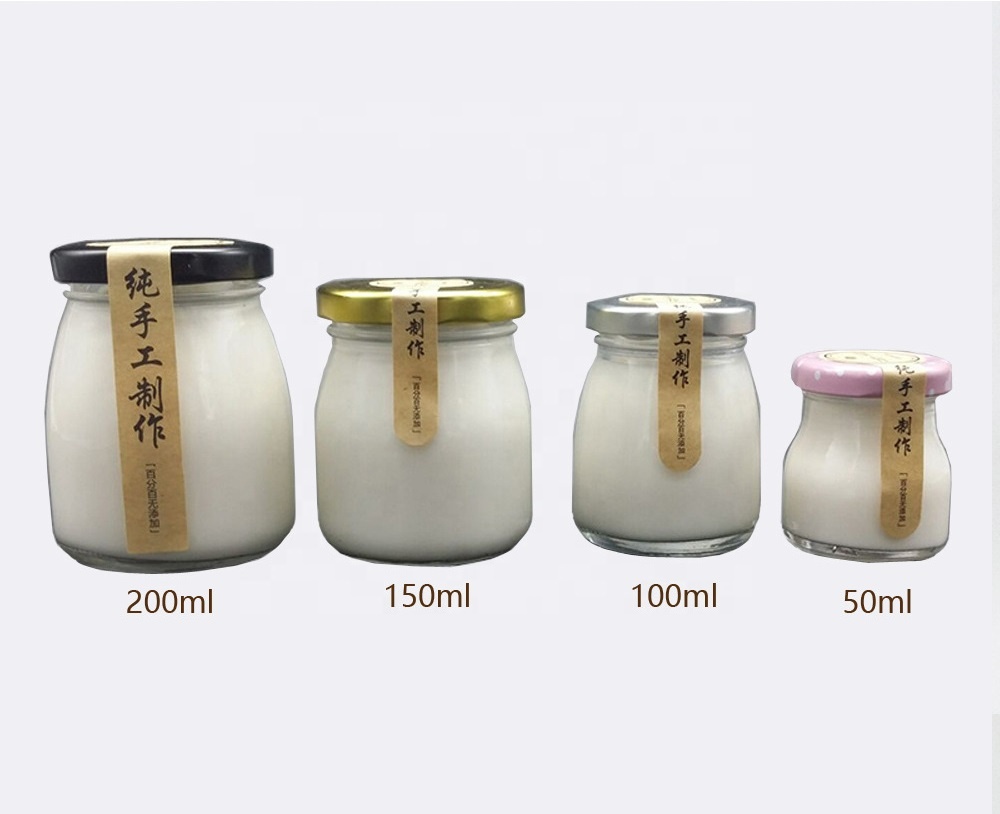 50ML 200ML Fruit Jam Pudding Glass Jar Candy Beverage Glass Bottles Glass Pudding Jar With Tin Cap