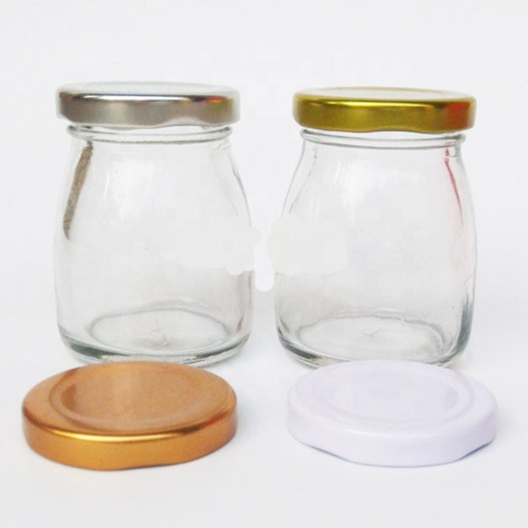 50ML 200ML Fruit Jam Pudding Glass Jar Candy Beverage Glass Bottles Glass Pudding Jar With Tin Cap