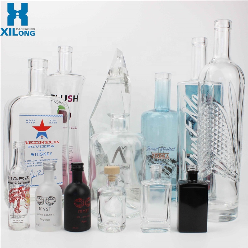 50ML 500ML 700ML 750ML 1000ML Customized Empty Glass Liquor Bottles Sale