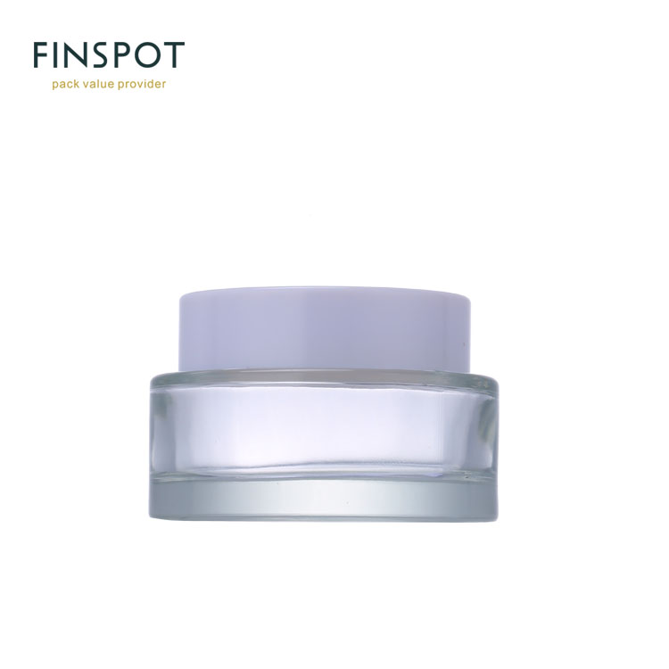 50ML 50G Clear Thick Round Glass Straight Sided Cosmetic Jar With White Plastic Cap