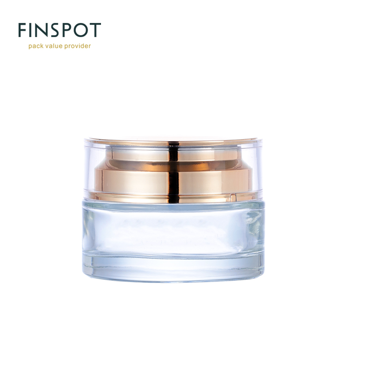 50ML 50G Clear Thick Round Glass Straight Sided Cosmetic Jar With White Plastic Cap