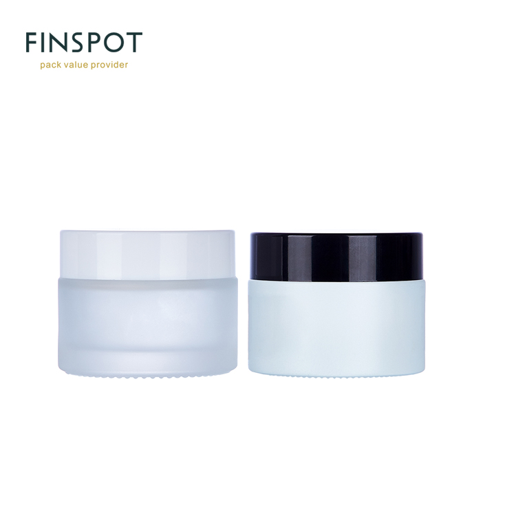 50ML 50G Clear Thick Round Glass Straight Sided Cosmetic Jar With White Plastic Cap