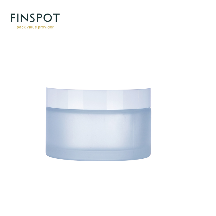 50ML 50G Clear Thick Round Glass Straight Sided Cosmetic Jar With White Plastic Cap