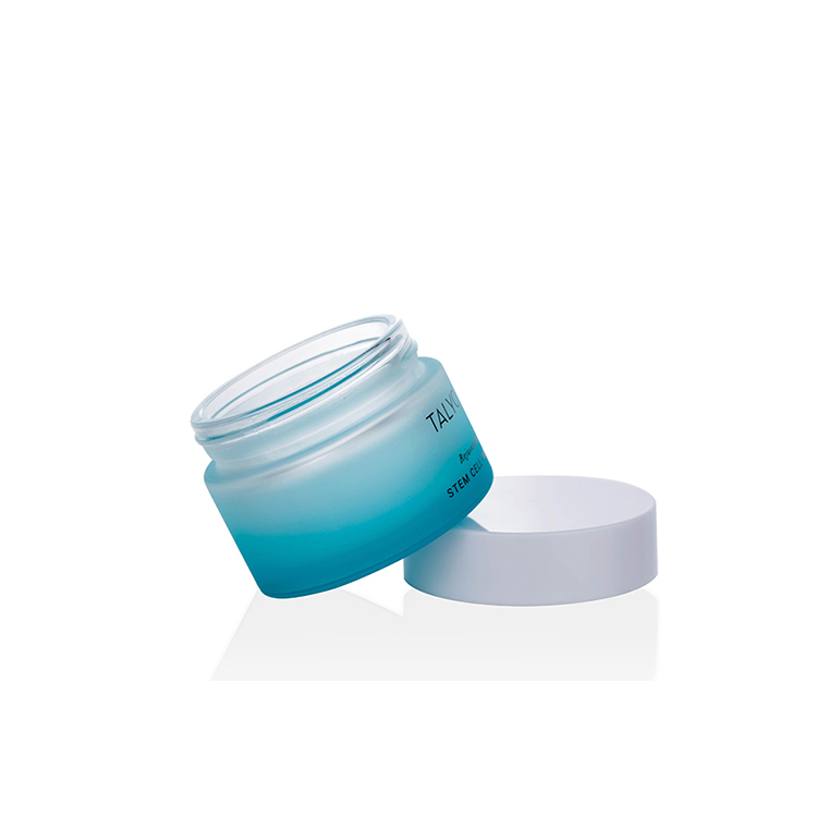 50ML Cosmetic Clay Mask Glass Luxury Jar 5g 10g 20g 30g 50g 100g 200g gradient matte teal colored glass cream jar with white lid
