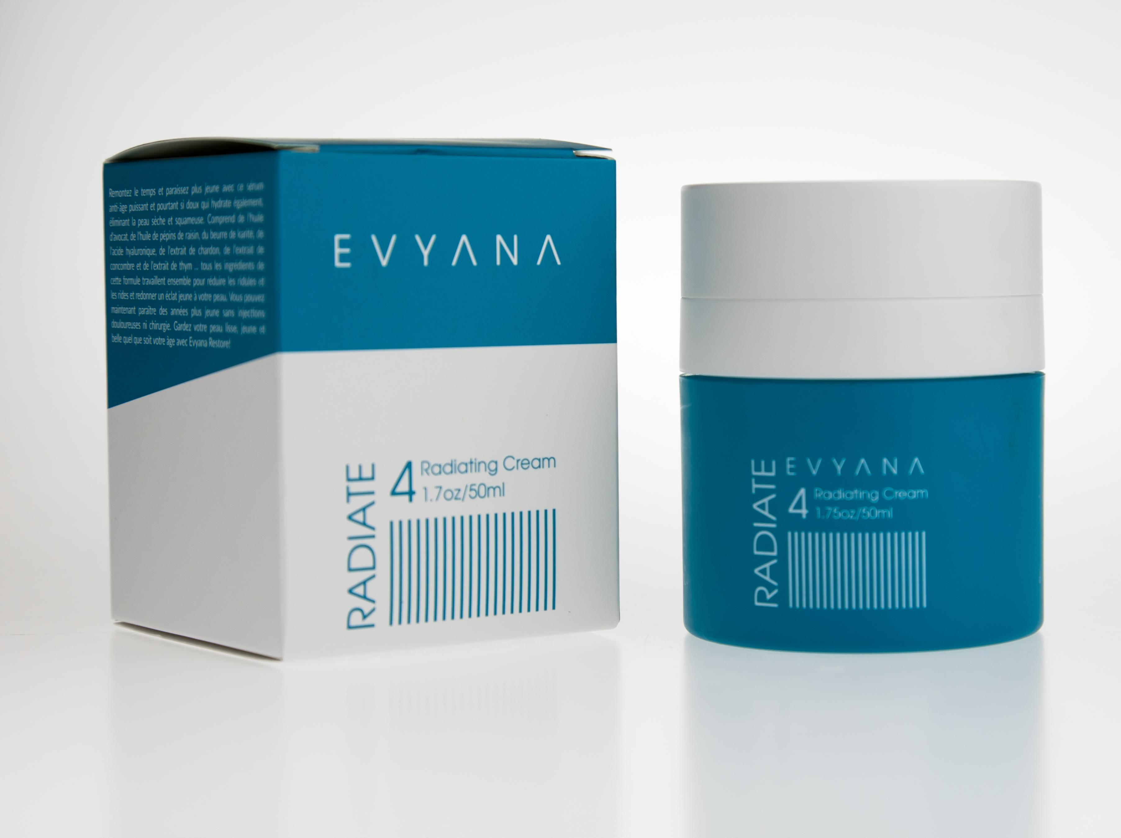 50ML Straight Sided Glass Luxury Jar 5g 10g 20g 30g 50g 100g 200g custom gradient frosted teal glass cream jar with white lid