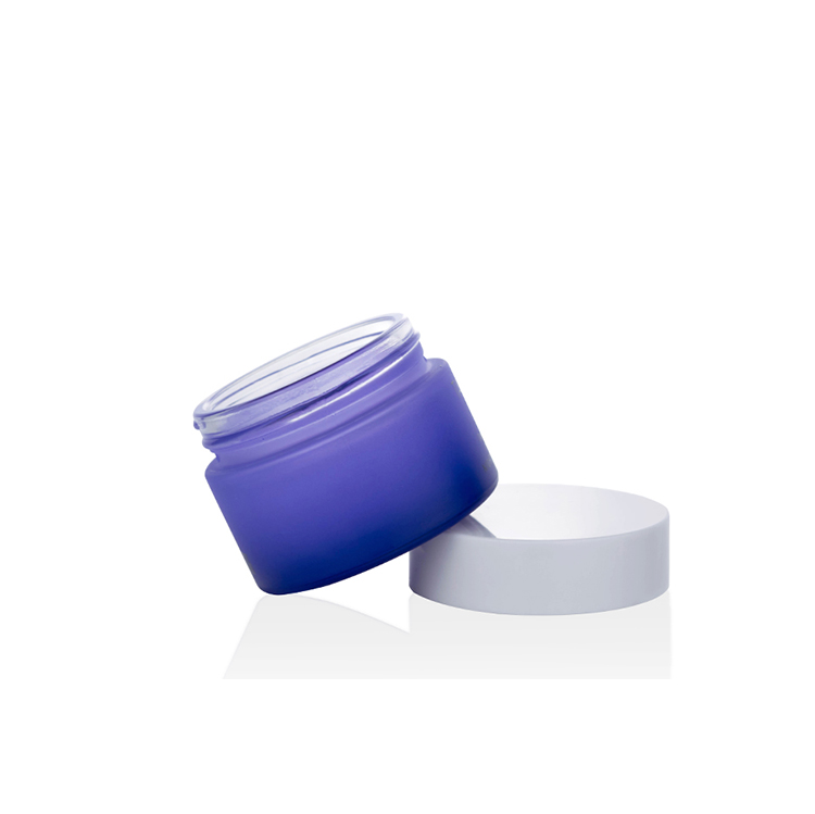 50ML clay mask Glass Luxury Jar 5g 10g 20g 30g 50g 100g 200g gradient matte purple glass cream jar with white lid
