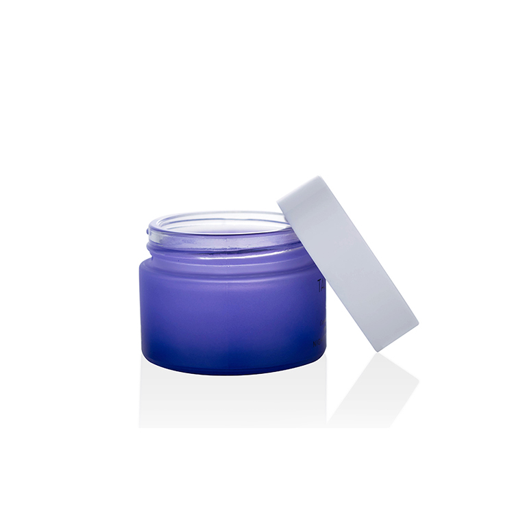 50ML clay mask Glass Luxury Jar 5g 10g 20g 30g 50g 100g 200g gradient matte purple glass cream jar with white lid