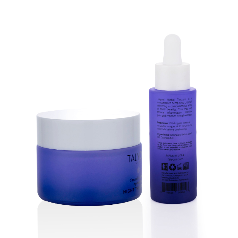 50ML clay mask Glass Luxury Jar 5g 10g 20g 30g 50g 100g 200g gradient matte purple glass cream jar with white lid