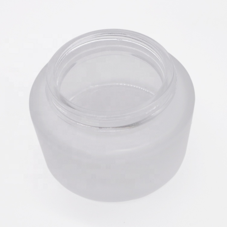 50ML frosted glass jar with wood bamboo lid can custom logo