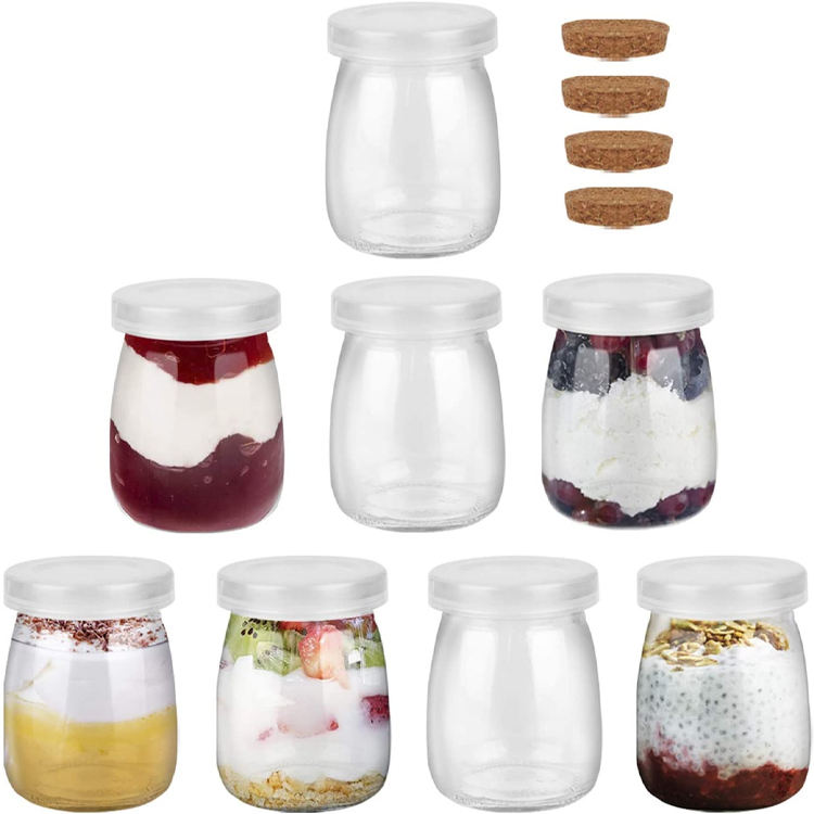 50Ml 100Ml 150Ml 200Ml Clear Pudding Jar Glass Yogurt Jar With Lid
