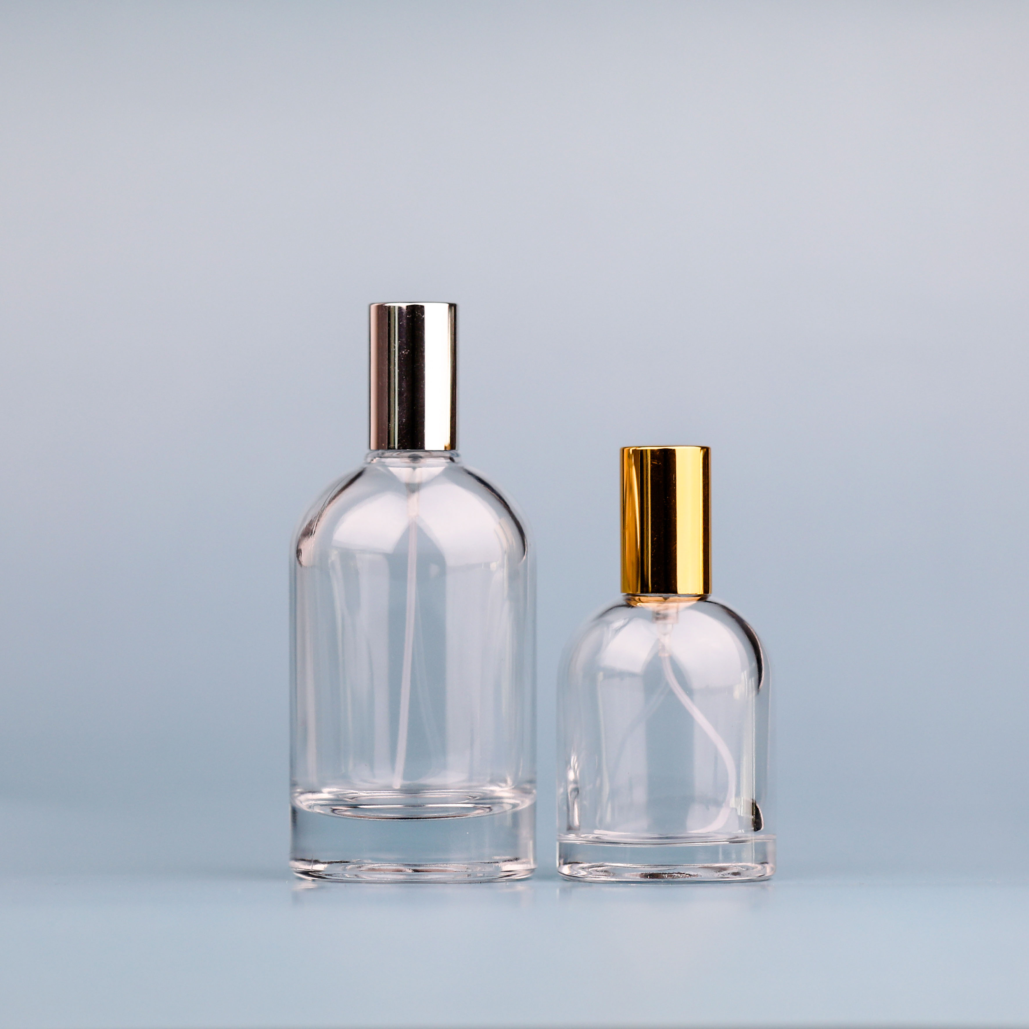 50Ml 100Ml Luxury Beautiful Round Shape Empty Spray Perfume Pump Glass Bottle