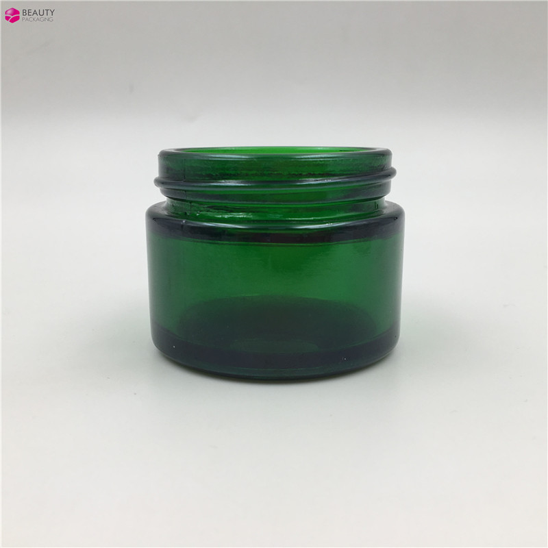 50Ml Green Cosmetic Glass Jar With Lid For Cream