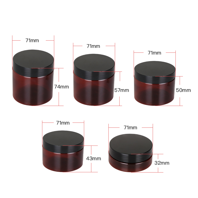 50g 100g 120g 150g 200g 4 oz 8 oz Cosmetic Packaging Amber Plastic PET PETG Cream Jars with Screw Lid