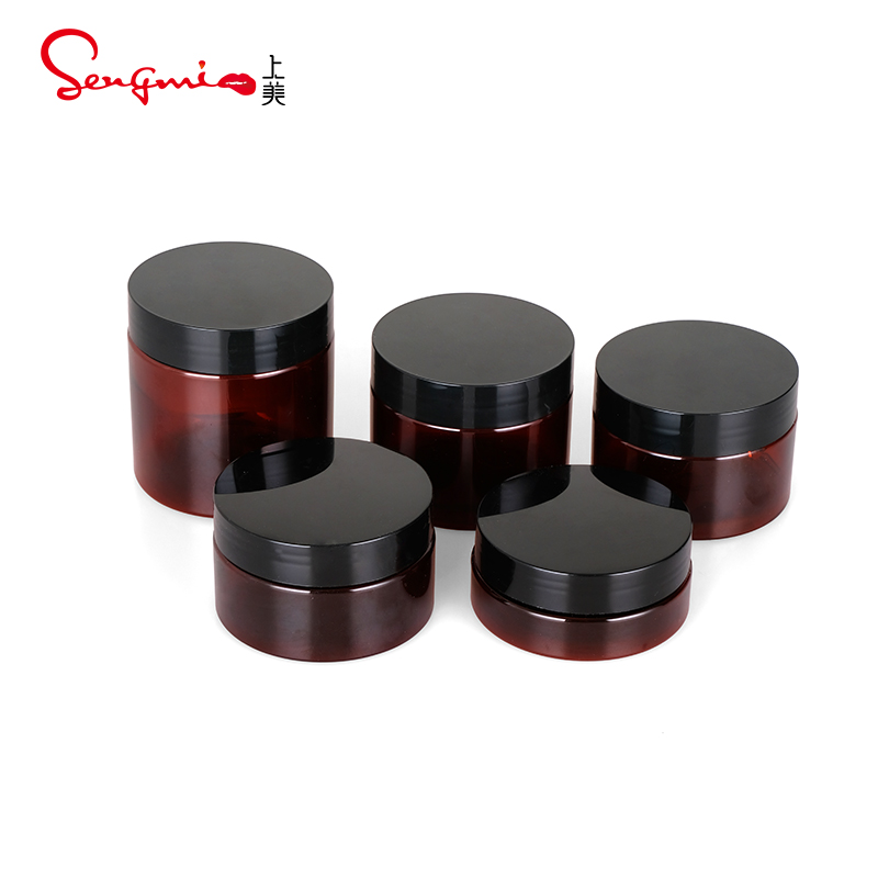 50g 100g 120g 150g 200g 4oz 8oz Black Amber PET PETG Plastic Sugar Scrub Body Butter Cosmetic Jars