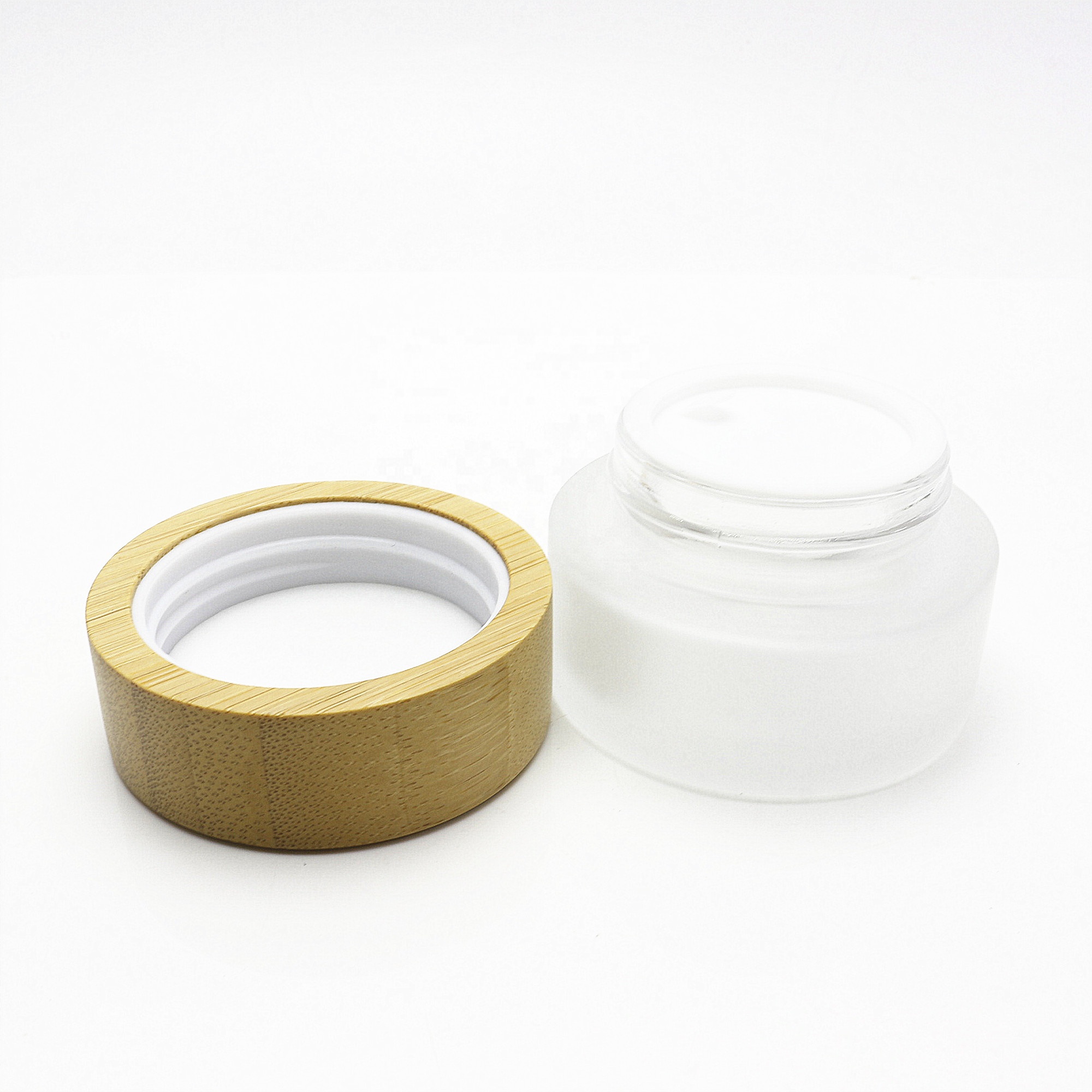 50g 100g 150g 200g 250g glass jar for cosmetic creams with bamboo caps GJ-KL28