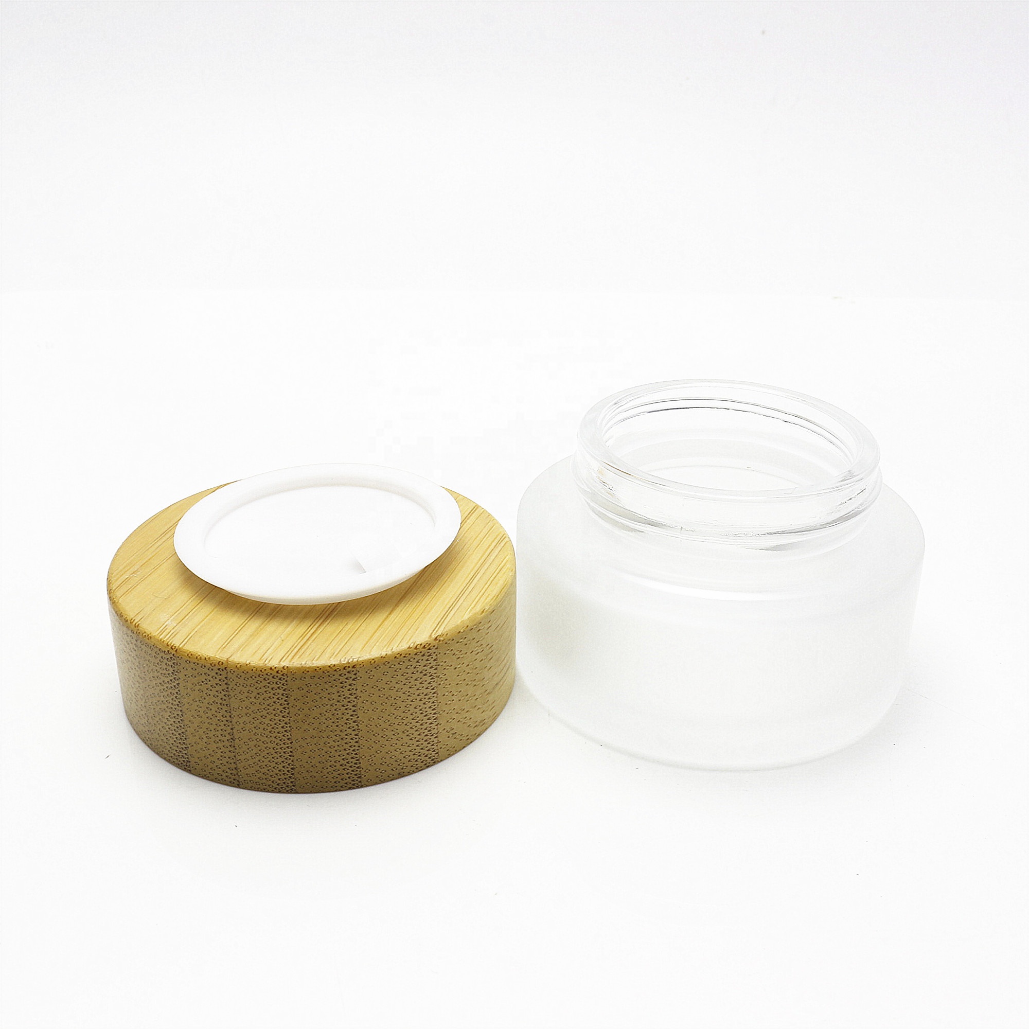 50g 100g 150g 200g 250g glass jar for cosmetic creams with bamboo caps GJ-KL28