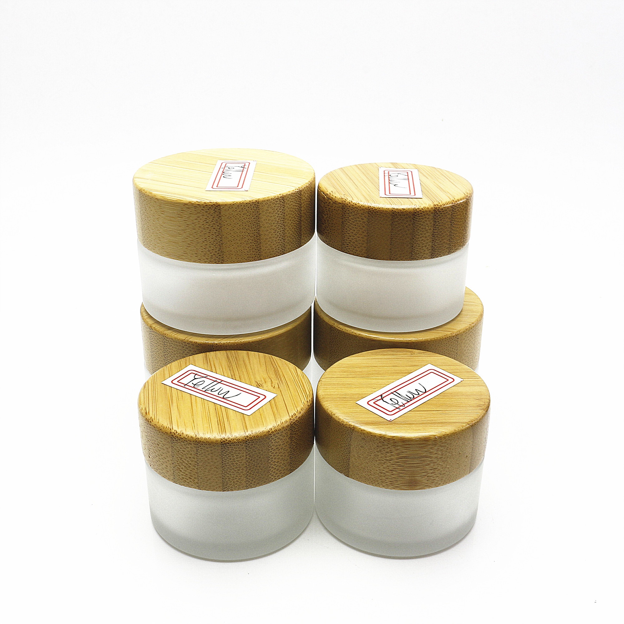 50g 100g 150g 200g 250g glass jar for cosmetic creams with bamboo caps GJ-KL28