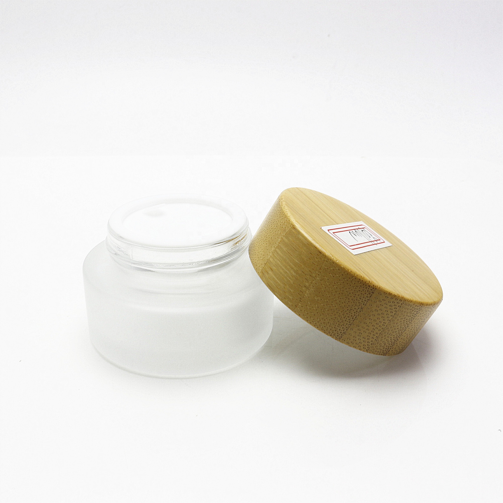 50g 100g 150g 200g 250g glass jar for cosmetic creams with bamboo caps GJ-KL28