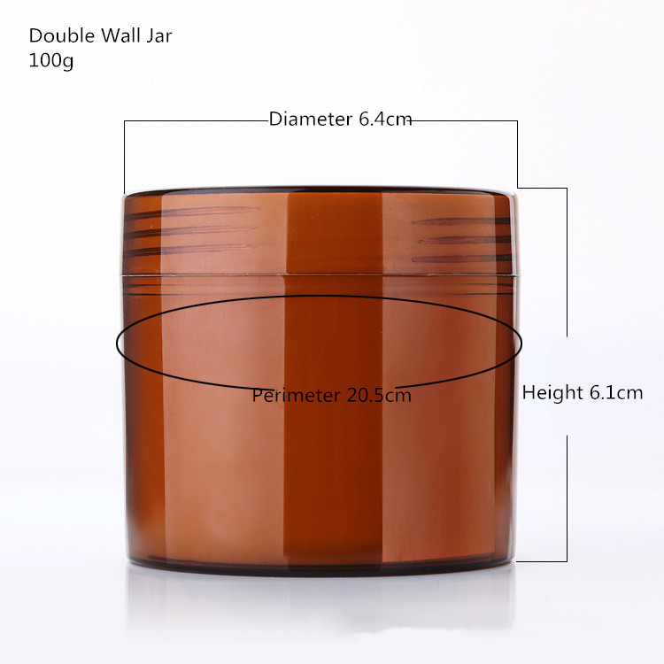 50g 100g 200g 300g 500g amber double wall face PP cream jar/ cosmetics mask plastic container
