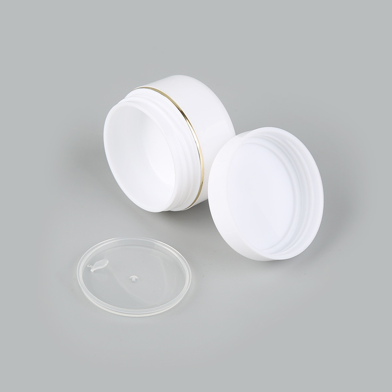 50g 100g 200g PP White Double Wall Empty Cream Jar Face Hand Lotion Container with Silver Gold Ring