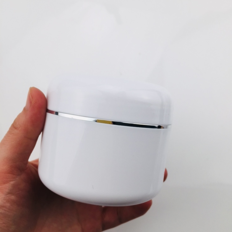 50g 100g 200g PP White Double Wall Empty Cream Jar Face Hand Lotion Container with Silver Gold Ring
