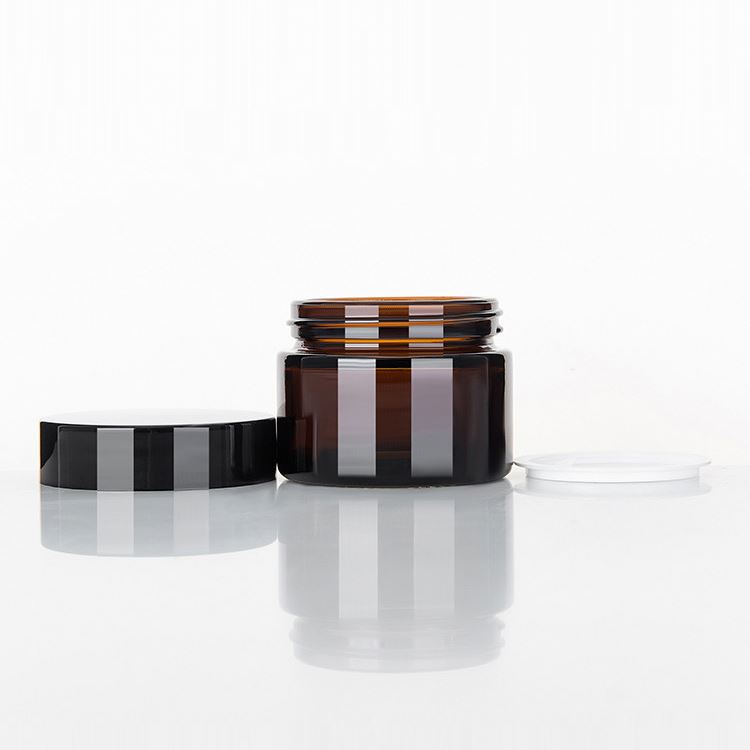 50g/100g Amber Skin Care Face Eye Cream Cosmetic Jars With Black Screw Cap