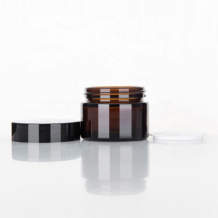 50g/100g Amber Skin Care Face Eye Cream Cosmetic Jars With Black Screw Cap