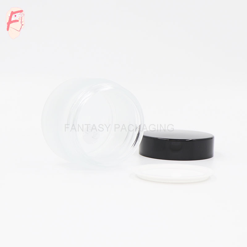 50g 100g glass collar and body material cosmetic usage skin care cream container frosted jar with black and white cap