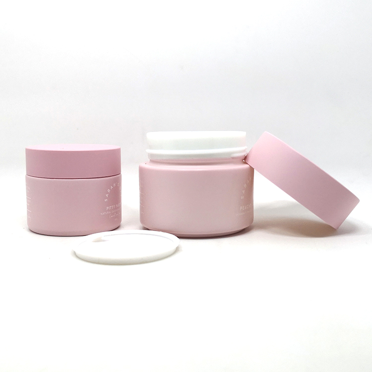 50g 100g light baby pink frosted round cosmetic cream pot white glass porcelain jar for serum