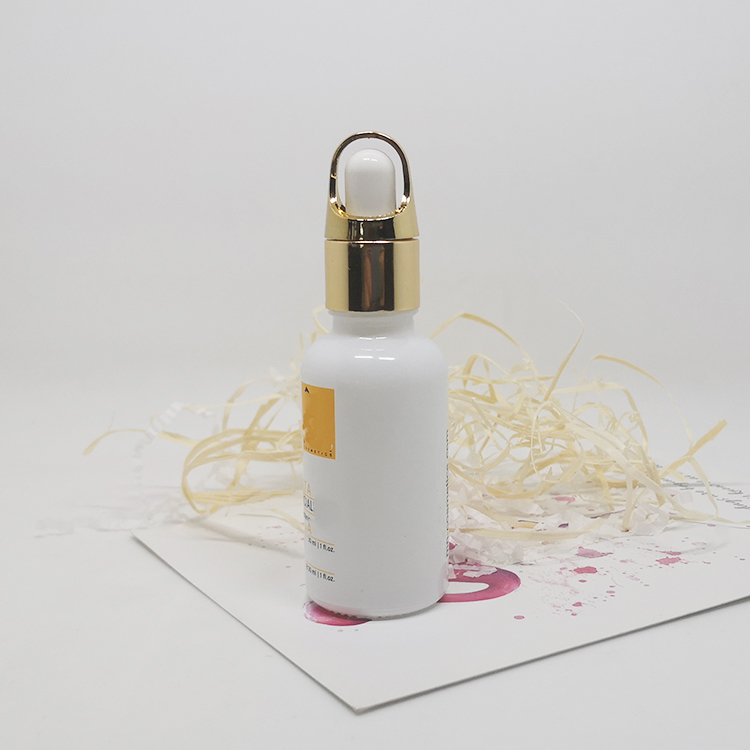 50g 100g opal white cosmetic ceramic glass jar and bottle set with gold aluminum lids