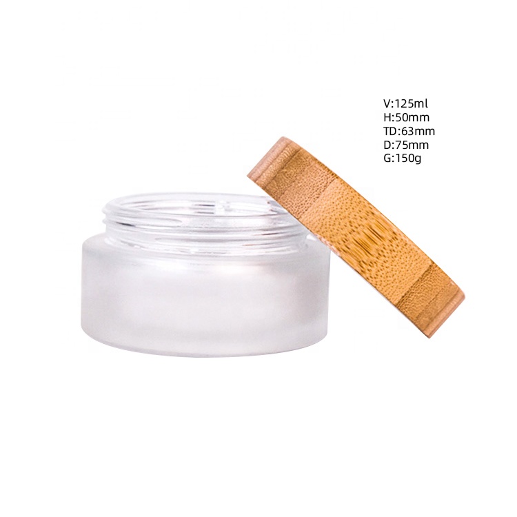 50g 100g skincare face cream glass jar with bamboo lid
