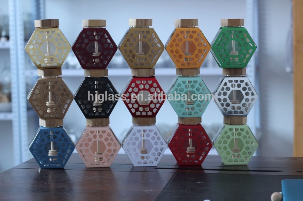 50g 125g 250 g 375g 500g 750g 1000g flat hexagonal glass honey jars with wooden lid and stick
