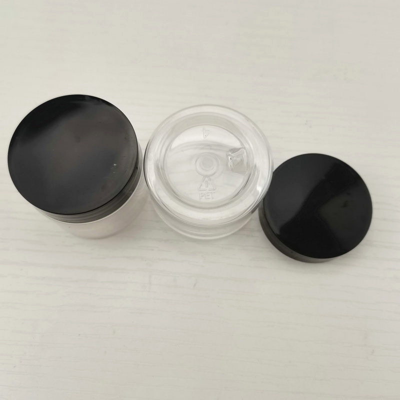 50g 50ml PET cosmetic clear jar container plastic empty facial makeup cream jar with black lid