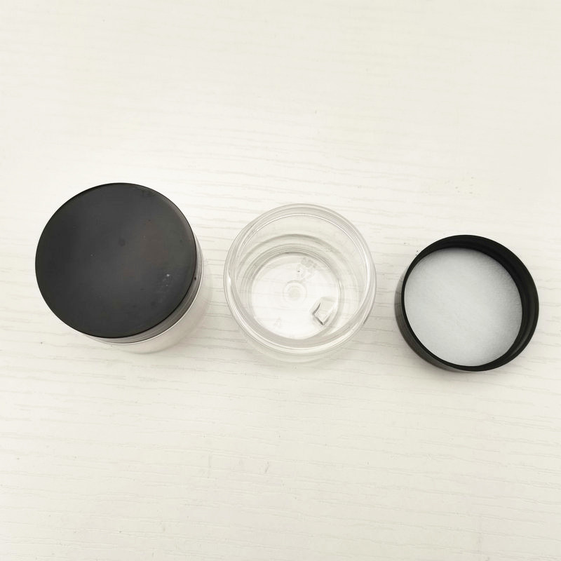 50g 50ml PET cosmetic clear jar container plastic empty facial makeup cream jar with black lid