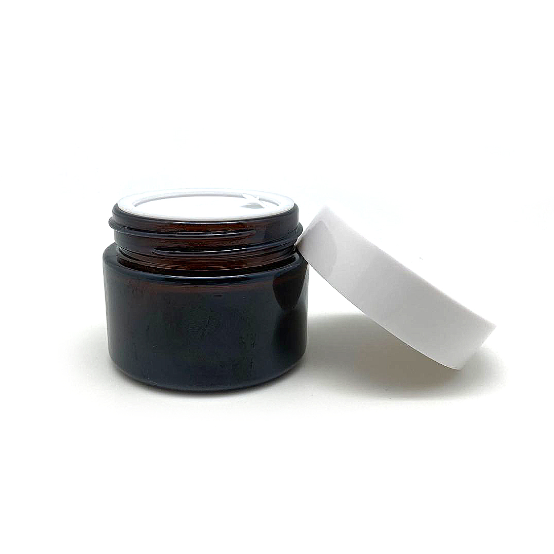 50g 50ml amber glass cream jar in plastic lid and insert