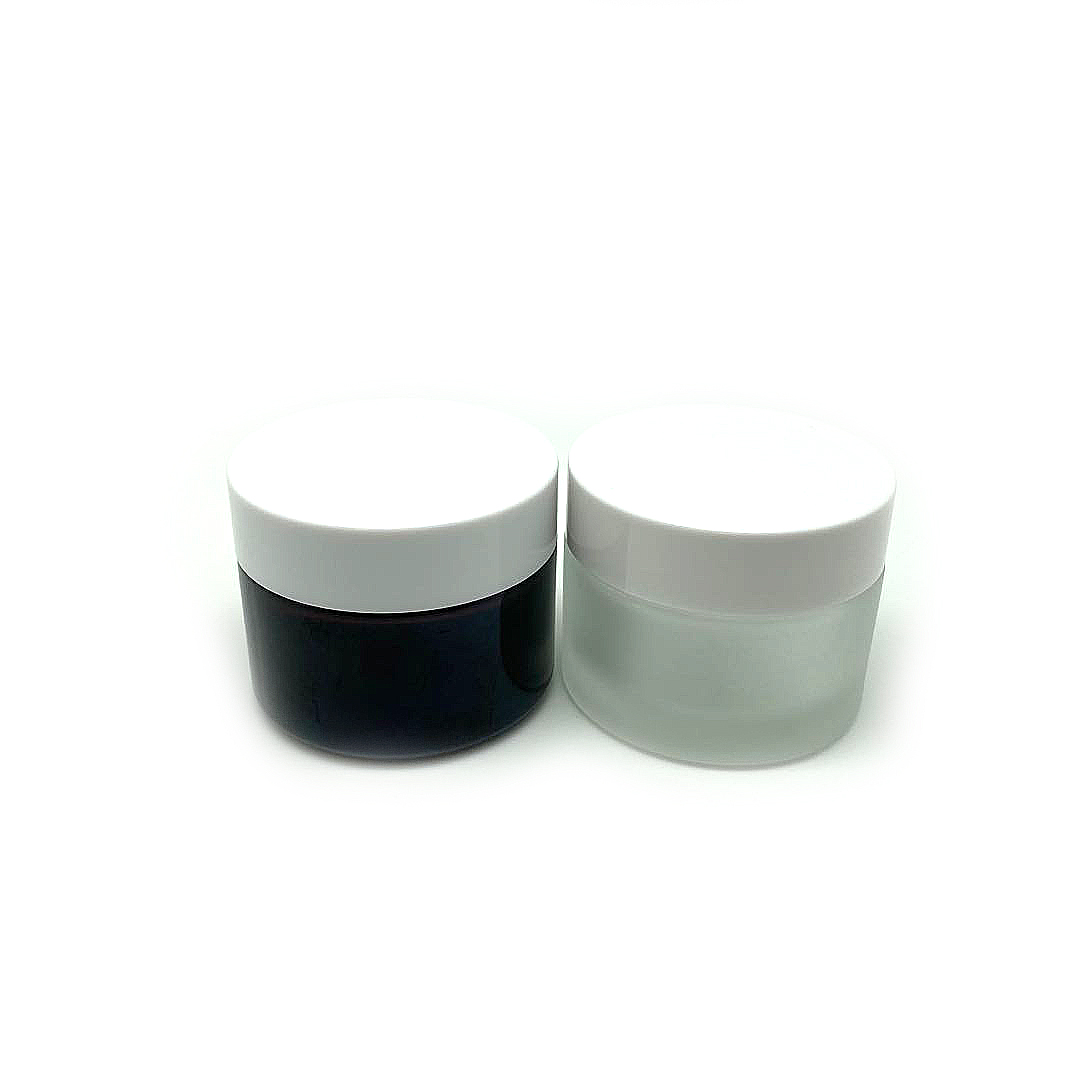 50g 50ml amber glass cream jar in plastic lid and insert