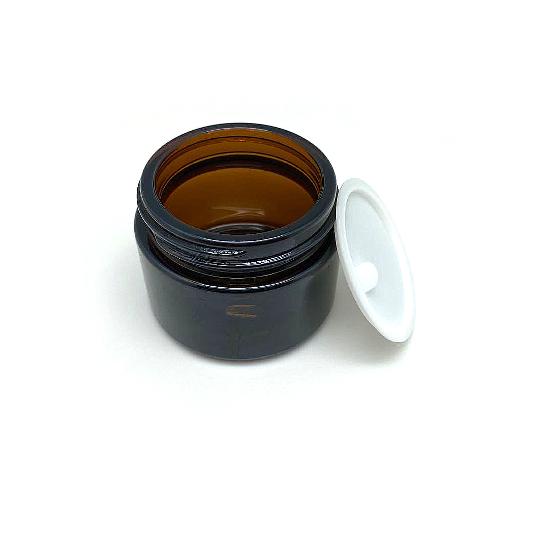 50g 50ml amber glass cream jar in plastic lid and insert