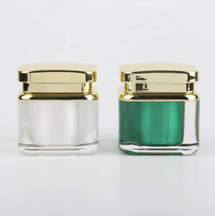 50g 50ml black square acrylic double wall luxury cosmetics plastic face cream jar